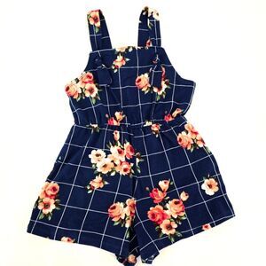 Heart & Arrow Girl Blue Floral Romper Size 4